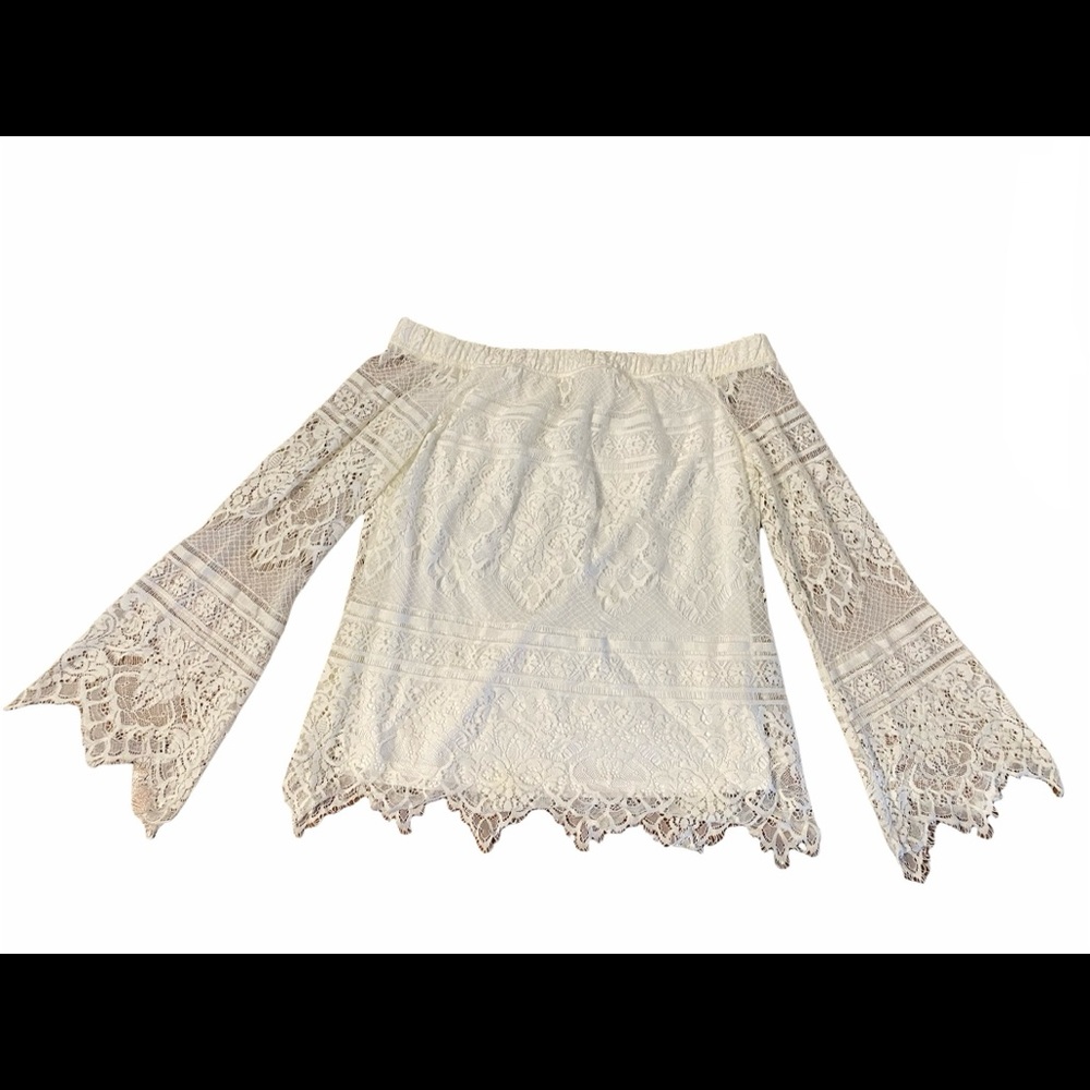 APT. 9 Women's White Off The Shoulder Lace Blouse Size Small